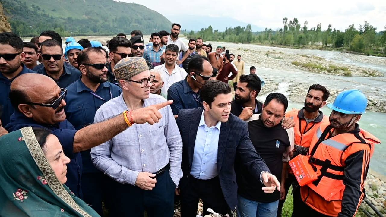 CM Omar Abdullah visits Kulgam to assess flood damage and oversee restoration efforts following heavy rains in the district